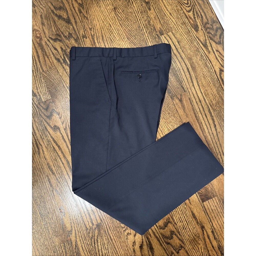 John Varvatos USA Mens Navy Blue Stretch Dress Pants‎ Flat Front Trousers 34 R